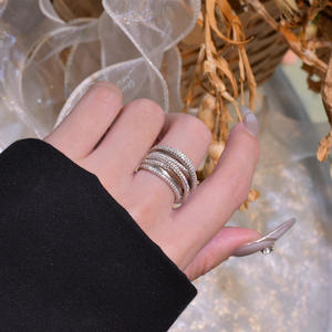 Anillos de circonita <span class=keywords><strong>Punk</strong></span> para mujer, joyería de 13mm de ancho, tejido multicapa, cz, Plata de Ley 925, anillo de circonia cúbica - Product Image 2