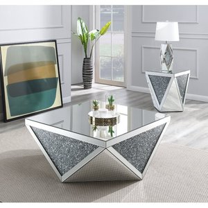 Fourniture d'usine WXWF-711 diamant concassé Table d'appoint miroir moderne diamant Table basse ensemble pour salon