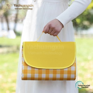 Rectangular PVC Picnic <b>Mat</b> Waterproof Outdoor <b>Mat</b> With Handle Floral Pattern All Seasons Use - Product Image 2