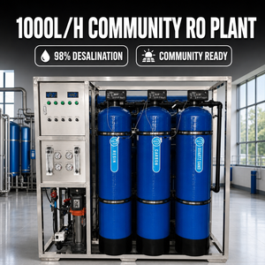 Système de purification d'eau par osmose inverse industriel 1000 l/h, contrôlé par PLC, en acier inoxydable, OEM 1000l - Product Image 1