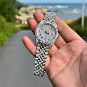 2025 High-End Hot-Selling Luxury <b>Men's</b> Mechanical <b>Watch</b> with Full Diamonds, Arabic Numerals, and Steel Strap - Product Image 4