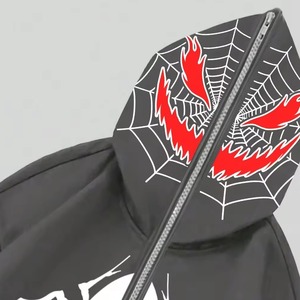 Sweat-shirt à capuche en coton 100% avec broderie d'araignée, style streetwear, pour homme et femme, hiver, couple, surdimensionné, haute qualité - Product Image 3