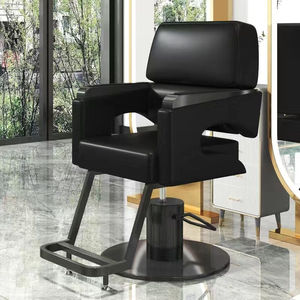 Fauteuil de salon de coiffure haut de gamme, pivotant et réglable en hauteur, en acier inoxydable noir, siège de barbier pour hommes - Product Image 6