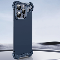 Coque de téléphone Coussinets d'angle en forme spéciale en métal sans cadre Couverture de téléphone portable Coin de caméra en métal Différentes couleurs pour IPhone