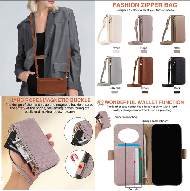 Luxury Premium PU Leather Shockproof Magnetic Wallet Flip Cover Mobile Phone Case for 16/15 Pro Max with Embossed Design