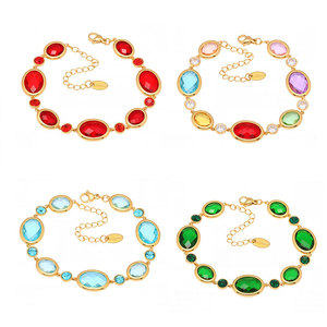 Luxury 316L Stainless Steel 14k 18k Gold Plated Women's Fashion <b>Bracelet</b> & Bangles Colorful <b>Gemstone</b> <b>Bracelet</b> for Women - Product Image 5