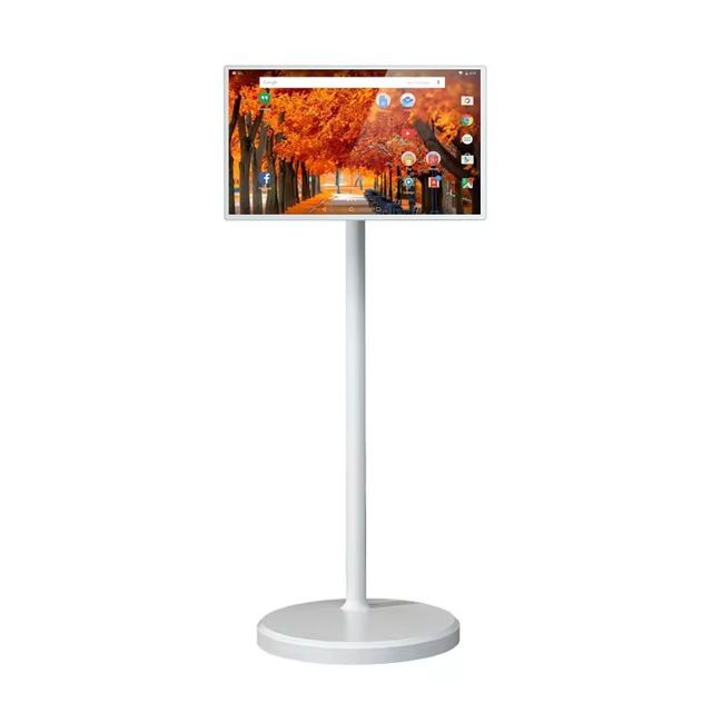 32 Inch LED HDTV Mobile TV Stand with Wheels Portable Smart TV for Party Education Sports HD1080 Android System White