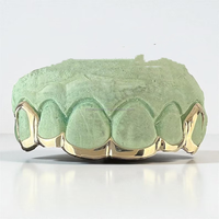 Bijoux Fine Grillz Hip Hop, grilles dentaires ouvertes, motif vague, en argent sterling 925 massif et or massif, 6 dents avec pont de connexion