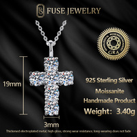S925 Sterling Silver Moissanite Griffe Bling Ice Out Solide Croix Pendentifs Colliers pour Hommes Femmes Rappeur Bijoux