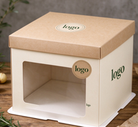 Boîte à gâteau personnalisable avec fenêtre transparente, emballage biodégradable de qualité alimentaire en ivoire pour pâtisserie, gâteaux faits maison