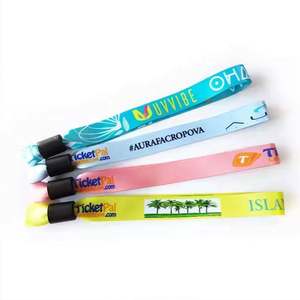 Bracelets en tissu tissé personnalisés pour événements et fêtes, avec fermoir en plastique - Product Image 1