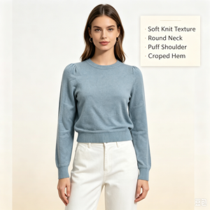Pull-over décontracté à manches longues en maille fine menthe de haute qualité Janis Undefined Custom, OEM & ODM, pour l'automne - Product Image 4