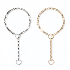 ハートモチーフ ラリアット ネックレス Oリング スライドチェーン ステンレス製 ヒップホップ パンク ロック スタイル - Product Image 4