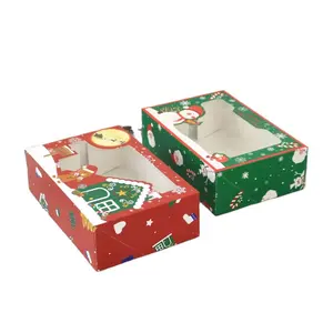 Wholesale newest packaging Christmas new style paper candy box + pvc window biscuit box, integrated structure packaging box