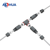 AOHUA 24AWG Conector de señal T Tipo 1 en 2 Salida Conector RJ45 de 8 pines Conector impermeable IP67