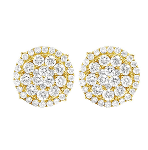 <b>Silver</b> Round Cluster Hip Hop Earrings with Lab Grown Diamonds Solid 10K Gold Style Fashion Jewelry - Product Image 1