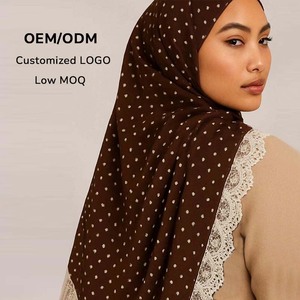 Nuovo Arrivo Sharut: Hijab <span class=keywords><strong>Elegante</strong></span> in Modal con Stampa a Pois e Pizzo, Morbido e Traspirante per Donne Musulmane - Product Image 4
