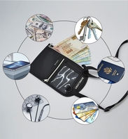 Dompet selempang kartu, tas sertifikat untuk perjalanan, dompet, tempat paspor, kunci kartu, selempang nilon multifungsi