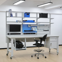 Banc de travail robuste pour assemblage de circuits imprimés avec plateau en stratifié ESD et système de mise à la terre fiable pour lignes d'assemblage industrielles Fabrication OEM