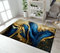 Tapis en marbre peinture abstraite art bleu marine luxe or grand salon décor tapis marbre art tapis tapis
