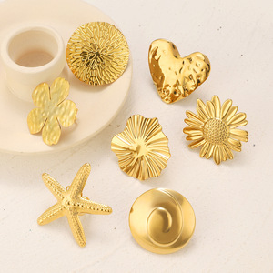 Anillo de Dedo Abierto de Acero Inoxidable con Forma de Girasol, Corazón y Estrella, de Alta Gama, Exagerado, Joyerí<span class=keywords><strong>a</strong></span> de Moda para Mujer - Product Image 5