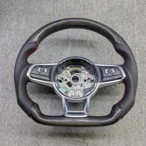 Volant en fibre de carbone compatible avec Volkswagen VW <span class=keywords><strong>Golf</strong></span> <span class=keywords><strong>7</strong></span>.5 GTI GTD <span class=keywords><strong>R</strong></span>-Line <span class=keywords><strong>Golf</strong></span> <span class=keywords><strong>7</strong></span> MK7 CC POLO Passat SCIROCCO TIGUAN - Product Image 5