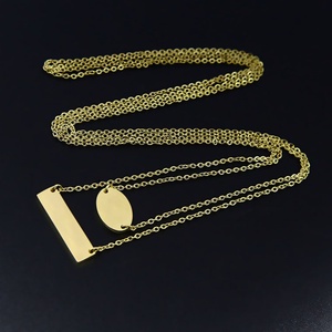 Collier superposé classique en acier inoxydable plaqué or 2019 avec maillons ovales et barres vierges pour femme - Cadeau et fête d'anniversaire - Product Image 3