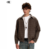 Veste de travail réversible à carreaux pour homme YOFA, style vintage, double face, multi-poches, coupe ample, décontractée, tendance, OEM