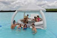Plateforme aquatique gonflable de loisirs Aqua Banas avec tente, tente flottante gonflable