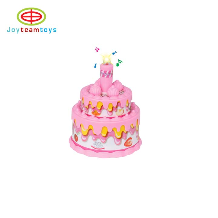 Девочка ролевая игра День рождения электрический пластиковый торт на день рождения B/O вечеринка торт игрушки с музыкой и светом