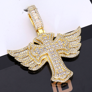 Iced Out Moissanite Pendant 925 Sterling Silver VVS Seraphim Spread Wings RIP Tribute Heavenly Protector GRA Certified <b>Tester</b> - Product Image 3