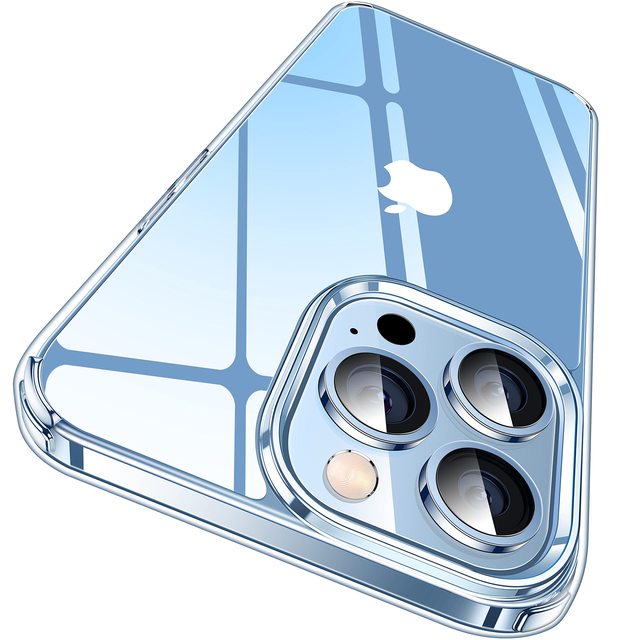 2022 New Anti-Yellowing Crystal Hard Clear Acrylic Phone Case for iPhone 13 Pro  ,Corner Bumper Airbags Phone Case for iPhone 14