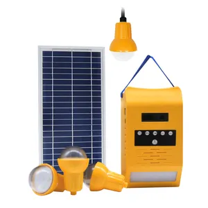 Portabel Solar Charger Ponsel Pencahayaan 4 Kamar LED Malam Lampu Lampu FM Radio Solar Lighting Kits