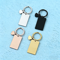 Ywyougang Porte-clés pendentif rectangulaire en acier inoxydable avec breloque cœur massif, design vintage personnalisable, couleurs personnalisables pour