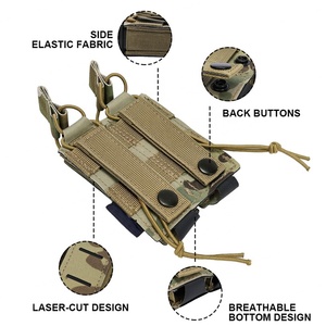 Sinairsoft - Bolsa Táctica Doble para Cargadores, Corte Láser, Nailon 500D, Molle, Bolsa de Cintura para Herramientas, Bolsa para Cargadores de Caza - Product Image 2