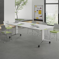 Table de conférence moderne en bois massif, écologique, avec pieds réglables et pliables, design multifonctionnel, mobilier de bureau, chambre à coucher