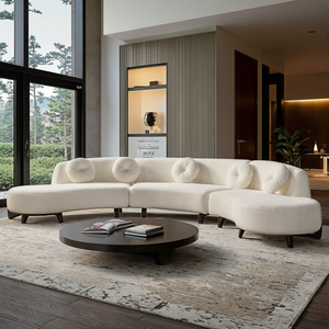 Ensemble de meubles design, style moderne, luxe minimaliste, salon, canapé d'angle modulaire en tissu Cloud - Product Image 4