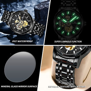 Personalizable, Reloj Mecánico Automático para Hombre con Correa de Acero Inoxidable y Cuero, Diseño Hueco, Estilo Juvenil, Nuevo y Moderno 2026, Resistente al Agua - Product Image 6