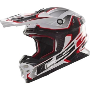 Casco Ls2 Cross Mx456 Bianco Nero Rosso XL in Fibra di Vetro per Moto - Product Image 1