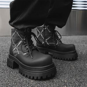 Chaussures de travail pour hommes, nouveau style urbain américain, bout rond, en daim, à lacets, antidérapantes, robustes, décontractées, à semelle épaisse - Product Image 3