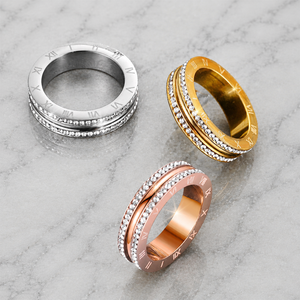 Anello JLM Premium in Acciaio al Titanio con Numeri Romani e Doppia Fila di Cristalli <span class=keywords><strong>per</strong></span> Uomo e Donna, Gioiello Regalo <span class=keywords><strong>per</strong></span> Matrimonio ed Eternità - Product Image 6
