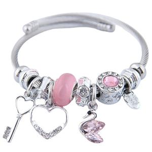 New Designer Crystal Stainless Steel <strong>Bangle</strong> Charm Bracelet <strong>Wristband</strong> Twist Adjustable Bracelet - Product Image 4