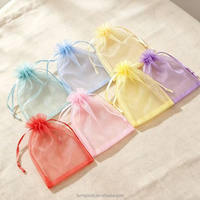 Pochette de rangement pour bijoux en organza polyester écologique avec logo personnalisé imprimé, fermeture à cordon, couleur et taille personnalisées, durable