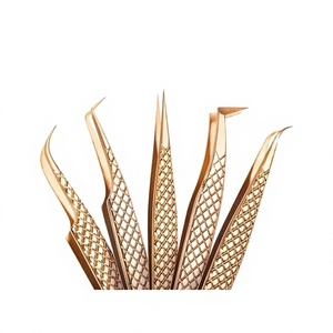 Pinces à épiler pour extensions de cils en acier inoxydable à pointe en fibre, avec grip diamanté, volume accru, logo personnalisé, emballage sur mesure - Product Image 1