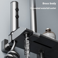 Ensemble de douche intelligent en aluminium spatial avec affichage numérique, commandes à touches piano gris anthracite, robinet en céramique, jet de pluie doux et jets de massage