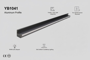Profilé en aluminium pour éclairage <span class=keywords><strong>LED</strong></span> intégré <span class=keywords><strong>de</strong></span> meuble <span class=keywords><strong>de</strong></span> cuisine sans poignée, pour ameublement <span class=keywords><strong>de</strong></span> cuisine sur mesure YB1041-0 - Product Image 4