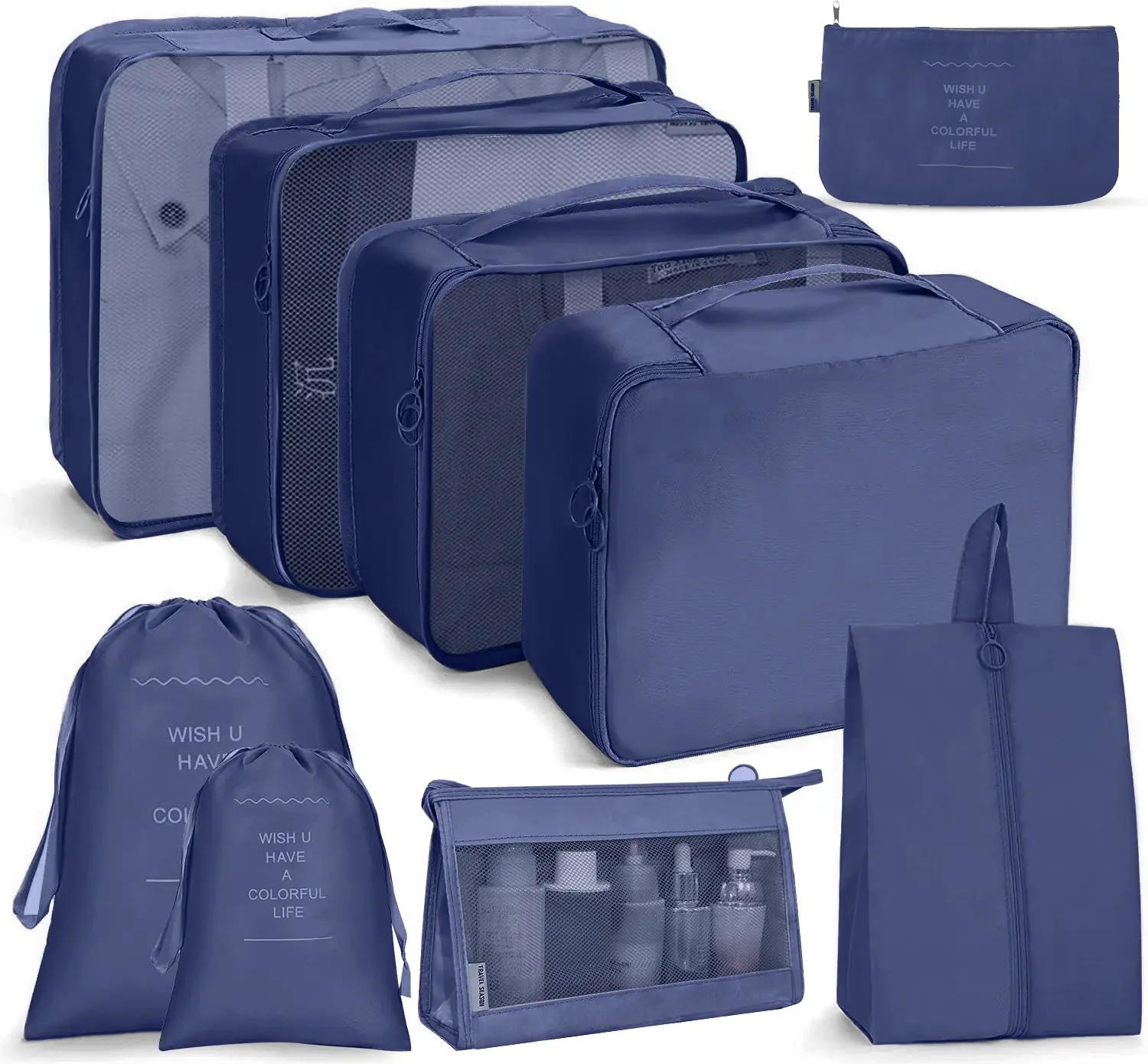 large capacity portable 9ccs Travel Packing Cubes Set Foldable Suitcase Organizer Luggage Storage Bag Travel Storage Bag