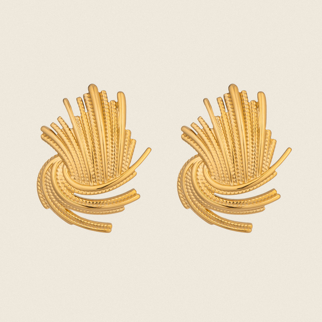 X&L Punk Irregular Metal Twisted Geometric Stud Earrings Unique Stainless Steel 18K Gold Plated Firework Fashion Jewelry Gifts