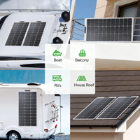 ALECTER Panneau Solaire Flexible Monocristallin de Haute Qualité 100W, Efficacité 22%, 18V, pour Voiture, Bateau, Camping-car, Voyage, Maison, Yacht