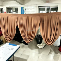 Muwei - Cortina de 3 paneles con diseño de ondas, cortina de seda de leche prearrugada para decoración de arcos de boda, techos y escenarios